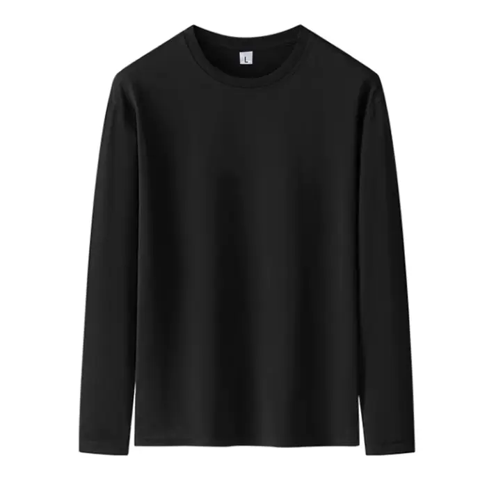 MRMT 2026 T-shirt Homme 180g en Coton Pur Couleur Unie Manches Longues Col Rond Ample Basique