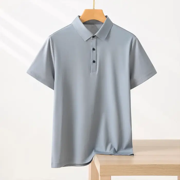 T-shirt Polo Homme Couleur Unie Manches Courtes Été Décontracté Ample Tendance Laisel Modal Tricoté