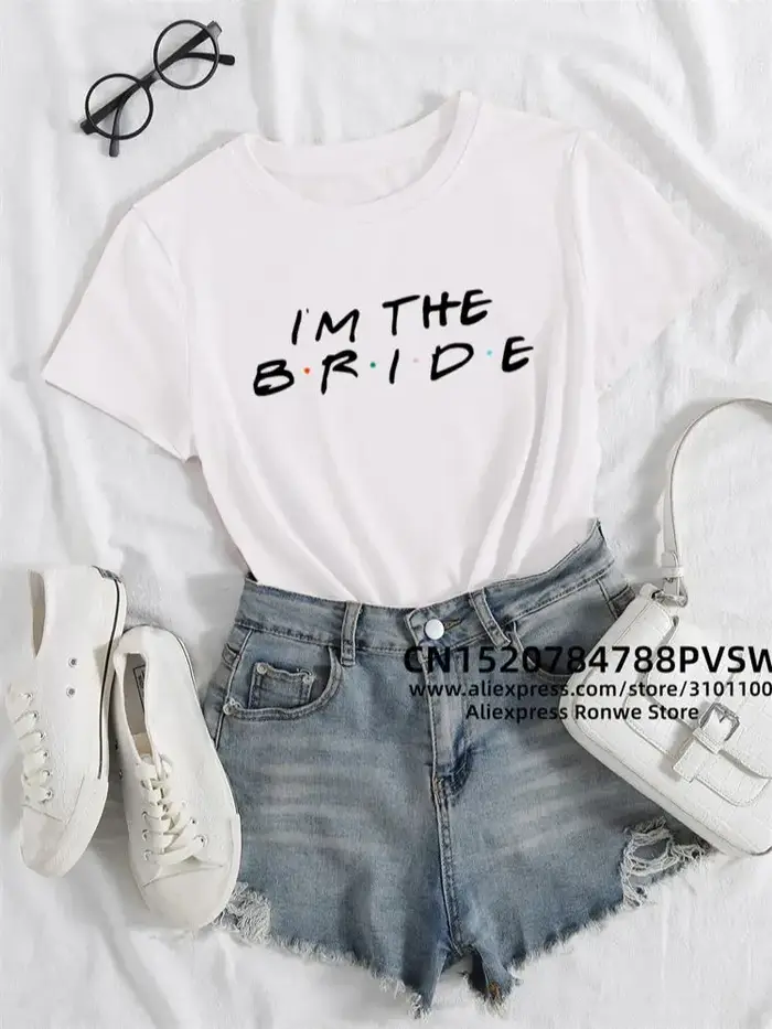 T-shirt "I'm The Bride Team" pour femme, enterrement de vie de jeune fille, cadeau Evjf