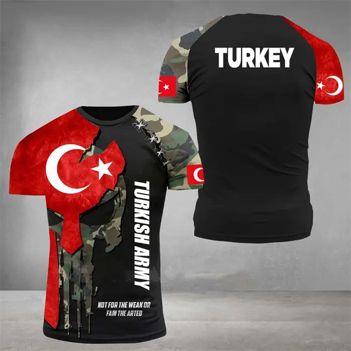 T-shirt d'été pour homme à thème drapeau turc