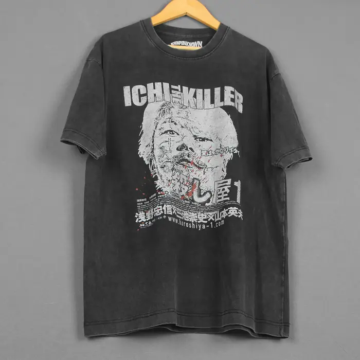 Mauvaise goût Ichi le tueur T-Shirt Takashi Miike film japonais froid FIsh Tetsuo Audition ample hommes manches courtes chemise rétro
