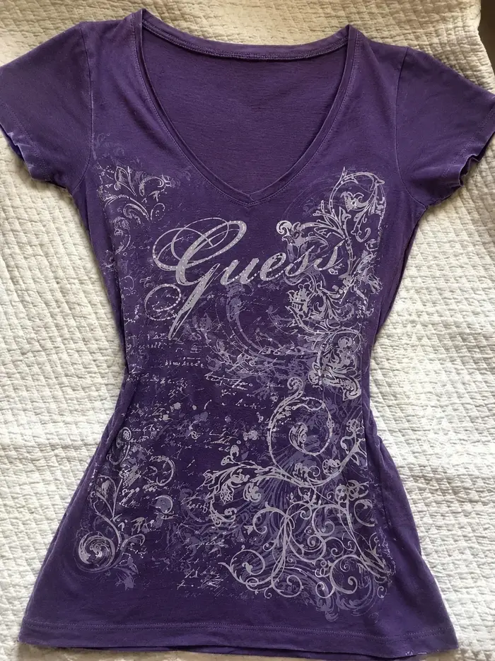 T-shirts vintage imprimés violet foncé pour femmes