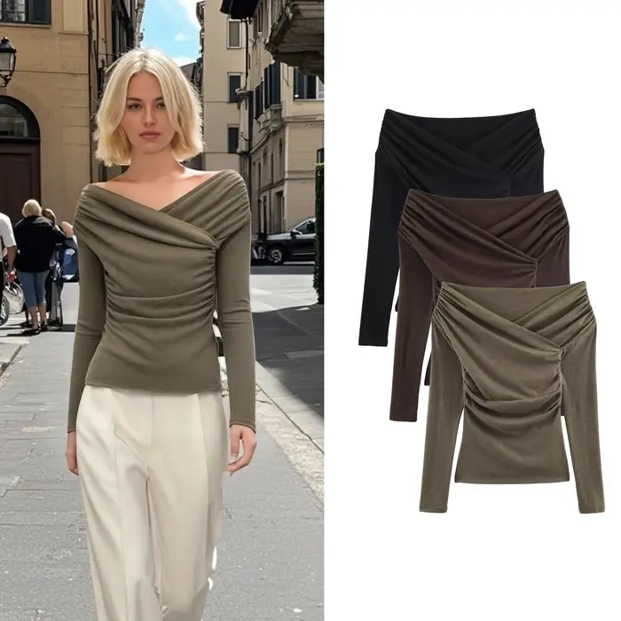 T-shirt plissé chic pour femme