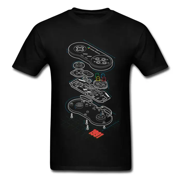 T-Shirt Personnalisé en Coton Noir pour Homme, Streetwear, Hip-Hop, Contrôleur, Anatomie, Arcade, Ét