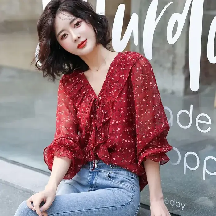 Mousseline de soie femme haut chemises et chemisiers floraux pour femmes nouveau Streetwear été 2025 nouveautés mode élégante Promotion chaude Xxl jeunesse