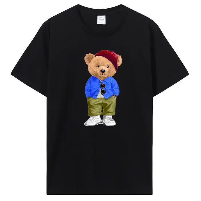 T-shirt ours en peluche jouant au badminton pour hommes
