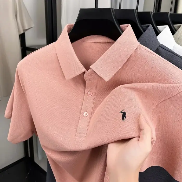 luxe marque Pony brodé chemise de polo à manches courtes pour hommes nouvelle modèle entreprise déco