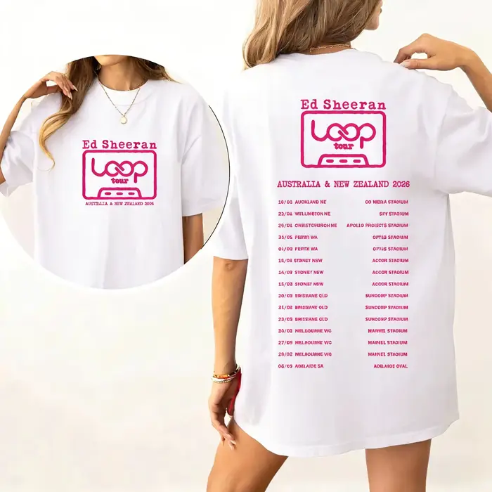 T-shirt en coton Ed Sheeran 2026 Australian New Zealand Loop Tour – Cadeau pour fans