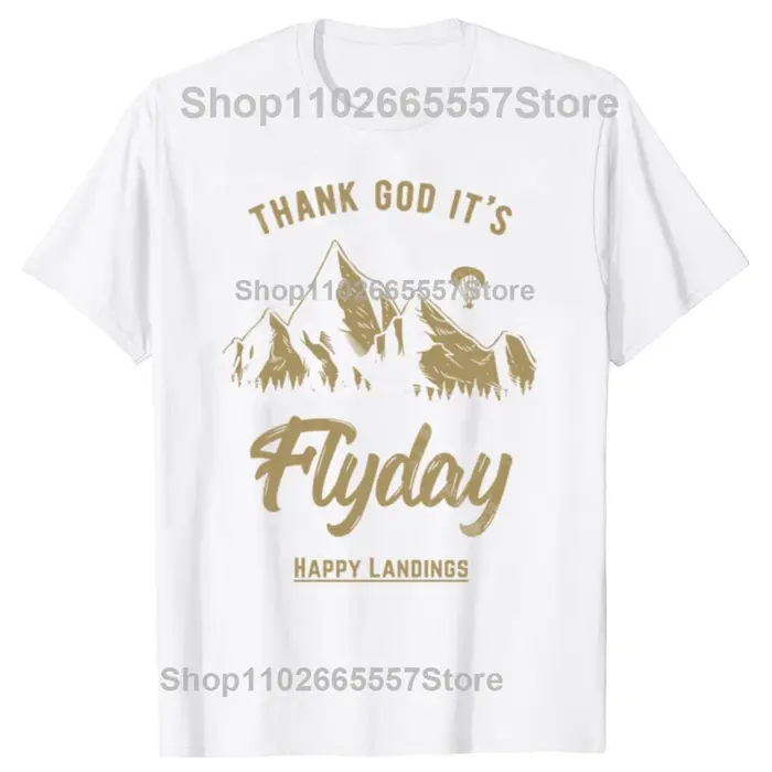 T-shirt rétro Thank God It's Flyday pour hommes, 100% coton, mode décontractée, drôle, parapente