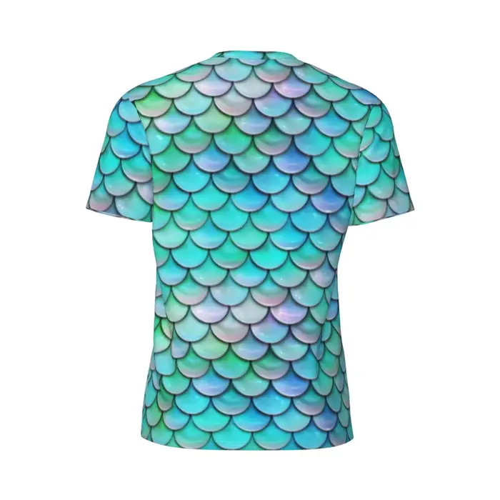 Vêtements de sport sirène mystique t-shirt écailles de poisson colorées T-Shirts populaires homme Streetwear