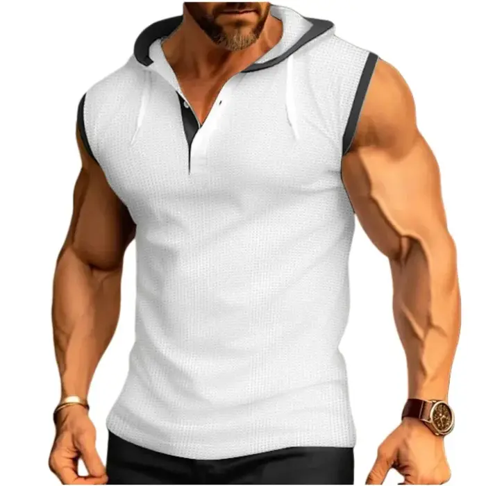 Hommes à capuche chemise sans manches décontracté débardeur de gymnastique mâle respirant gilet de musculation