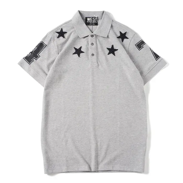 Haut nouveau hommes luxe 2021 classique brodé PU cuir étoile 74 polos chemise Hip Hop Skateboard coton Polo Top M-2XL # D177