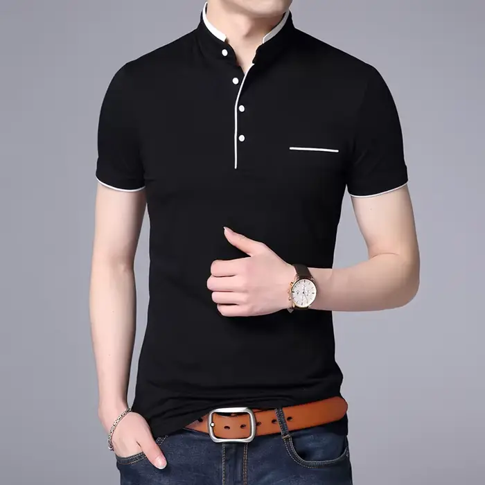 Polo à col mandarin pour hommes