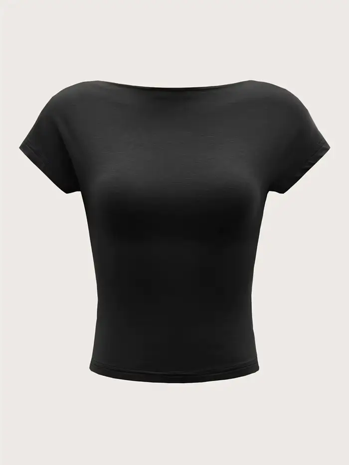 T-shirt dos nu à col rond pour femmes
