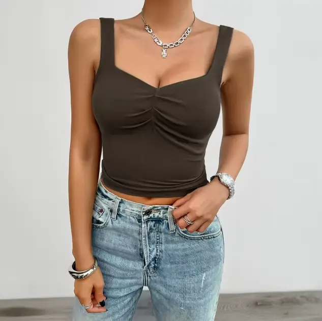 Haut à bretelles Sexy pour femmes, printemps/été Y2K, couleur unie, haut à bretelles Kink, haut à co