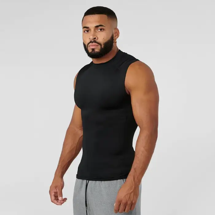 Vêtements de fitness de compression à col haut pour hommes