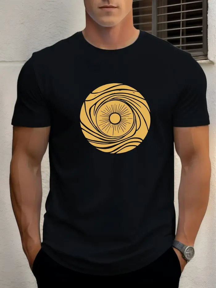 T-shirt pour hommes sun vortex 100 % coton impression graphique été t-shirt col rond décontracté res