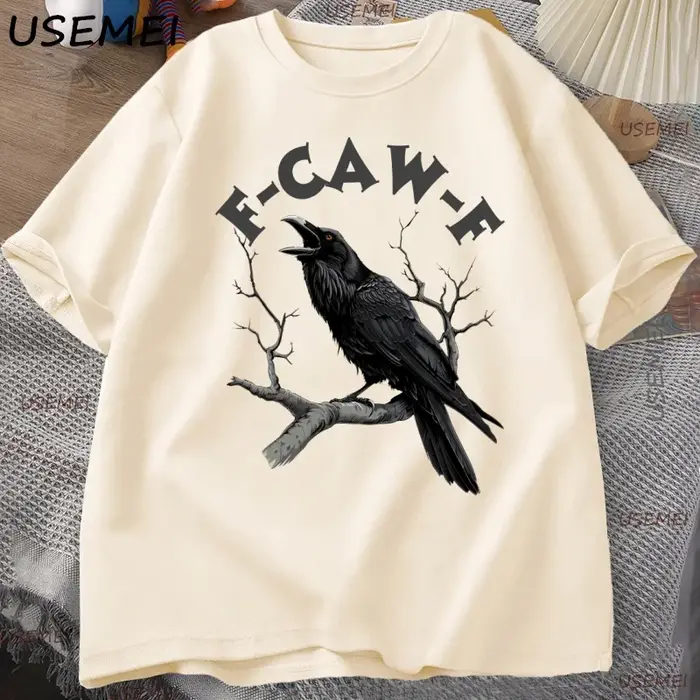 F Caw drôle corbeau T-shirt hommes femmes Humor désengré Animal T-shirt en vrac Vintage graphique t-shirts coton confortable mâle vêtements
