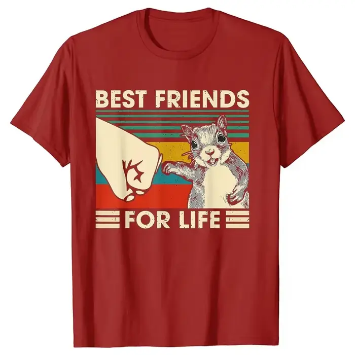 Drôle rétro Vintage écureuil meilleur ami pour la vie t-shirts graphique coton Streetwear cadeaux d'anniversaire Style d'été T-shirt