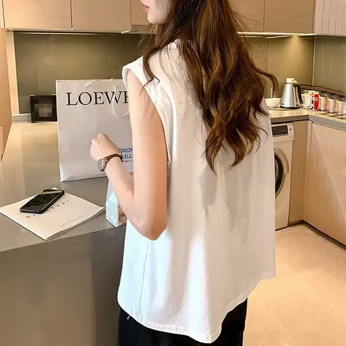T-shirt sans manches blanc pour femme