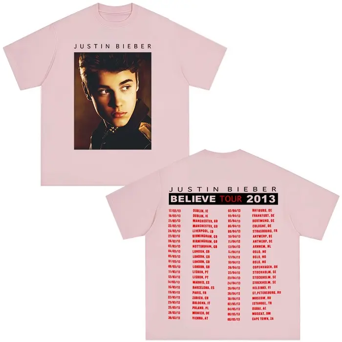 Marchandises de la tournée « Believe » de Justin Bieber 2026 - T-shirts pour hommes et femmes, T-shi