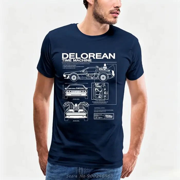 T-shirt imprimé Back To The Future Delorean Schematic pour hommes