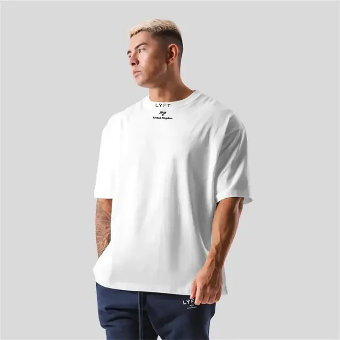 T-shirt en coton pour homme, coupe ample, manches courtes, adapté au sport, à la remise en forme, à la course à pied et aux entraînements