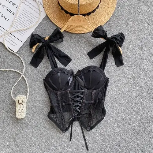 Spaghetti sangle débardeur pour femmes sans bretelles intégré soutien-gorge dentelle patchwork Tulle