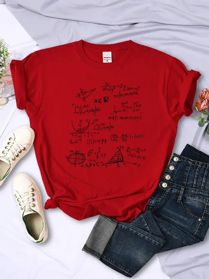 Formule mathématique imprimer femmes T-Shirt été vêtements de sport rue Hip Hop à manches courtes personnalité respirant