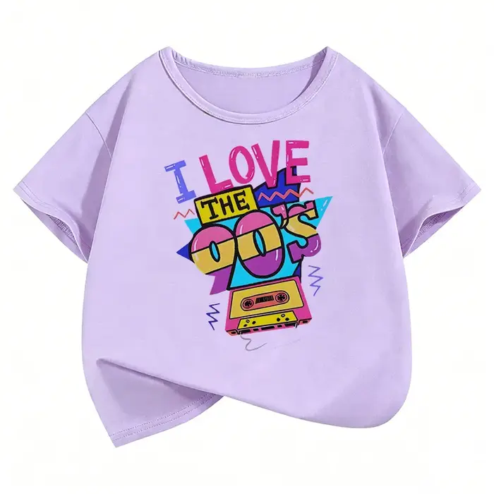 T-shirts vintage amusants « I Love The 90s » à manches courtes Y2K pour enfants
