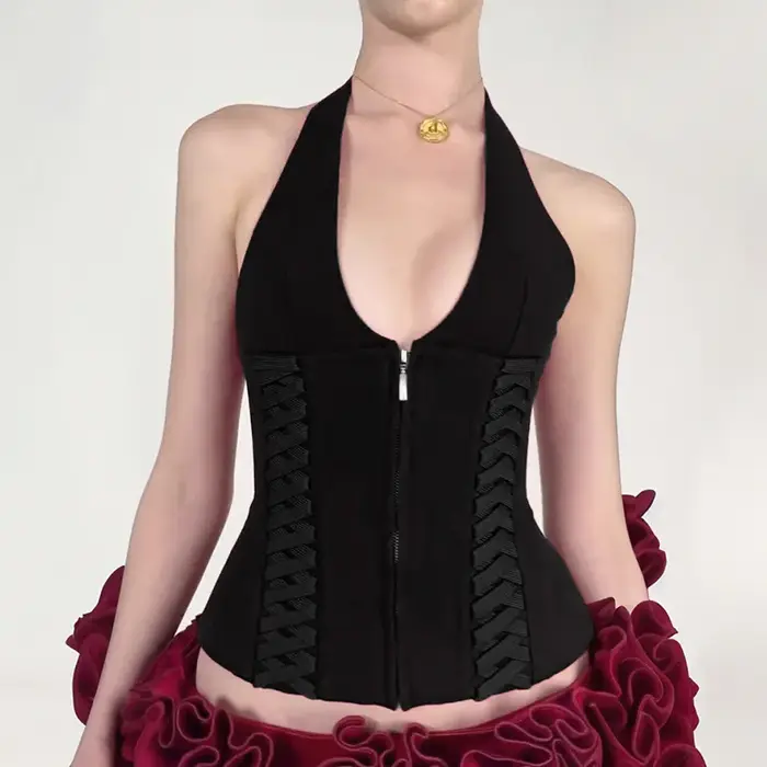 Comme Jennie vente chaude sangle de cou taille gilet à glissière fille