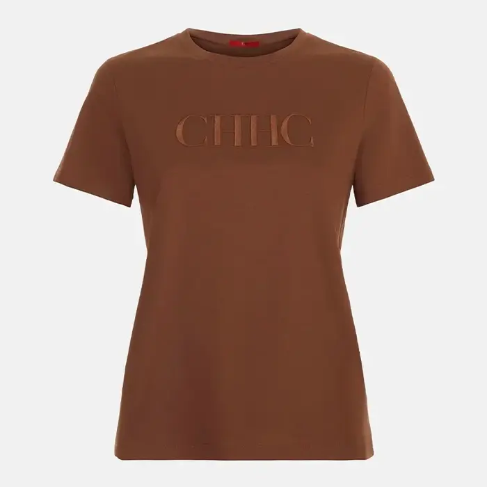 T-shirt élégant brodé de lettres CH 2026 en coton doux à manches courtes, col rond décontracté pour
