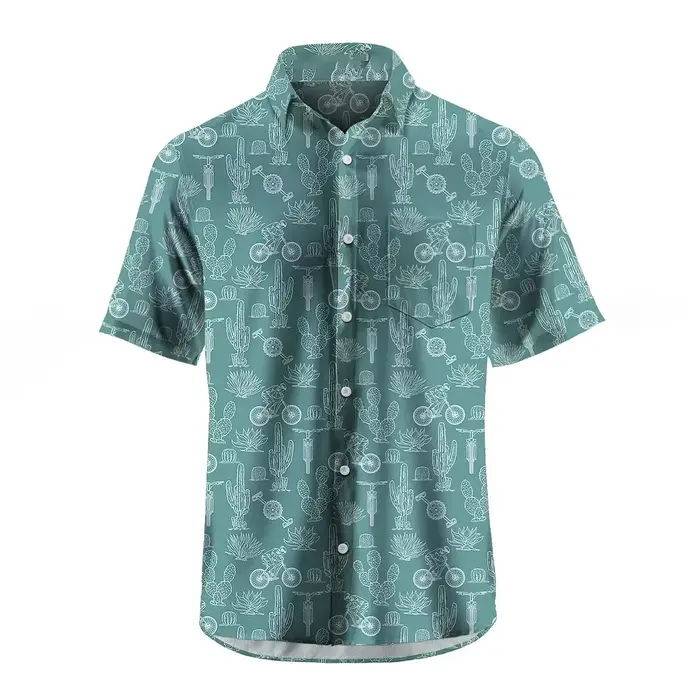 Chemise homme manches courtes Plaid vélo imprimé bouton chemise été plage chemise Camping chemise ho