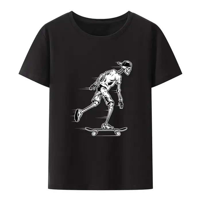T-shirt unisexe avec impression de patins de crâne drôle
