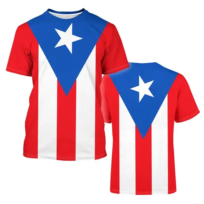 T-shirt unisexe décontracté avec emblème national de Porto Rico Feel