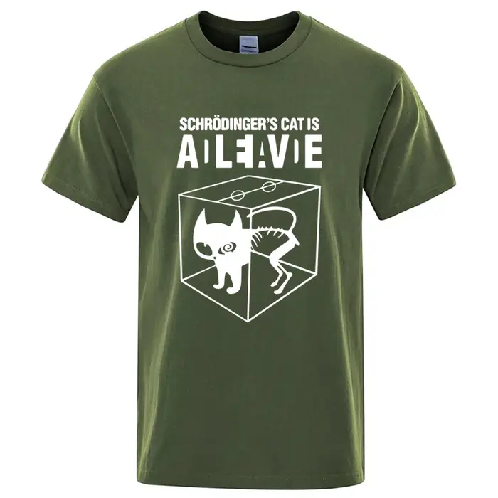 T-shirt homme Top qualité coton Schrodinger chat imprimé été à manches courtes hommes T-shirt décont