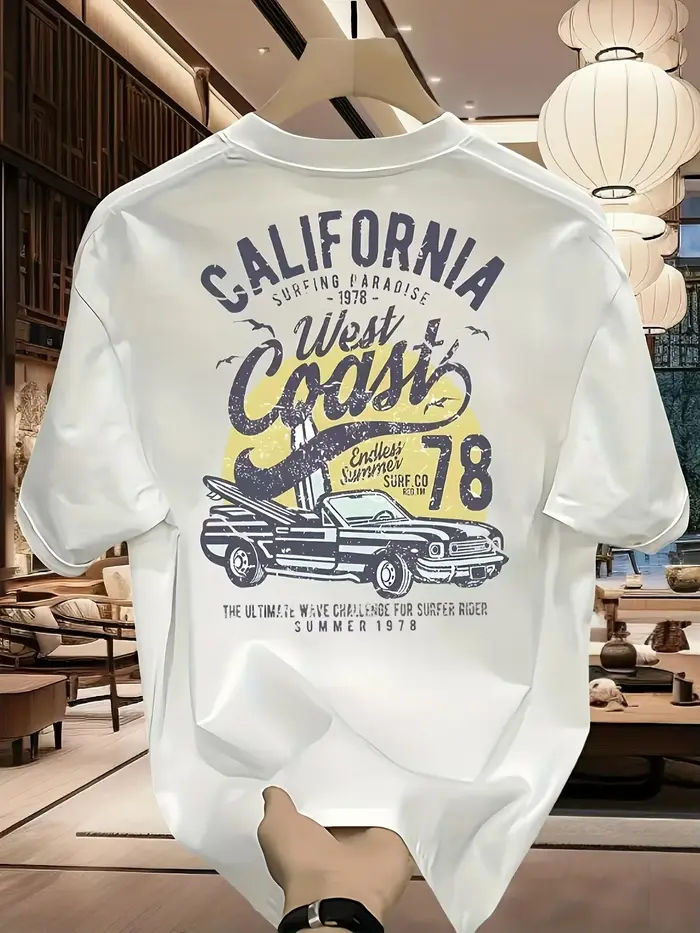 T-shirt graphique élégant pour homme — 100 % coton pur | Polyvalent, tendance, coupe ample et mini