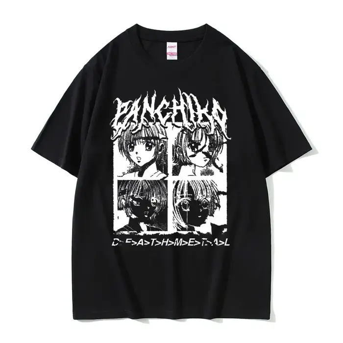 Panchiko DEATHMETAL Album graphique imprimé T-shirt hommes femmes Hip Hop surdimensionné