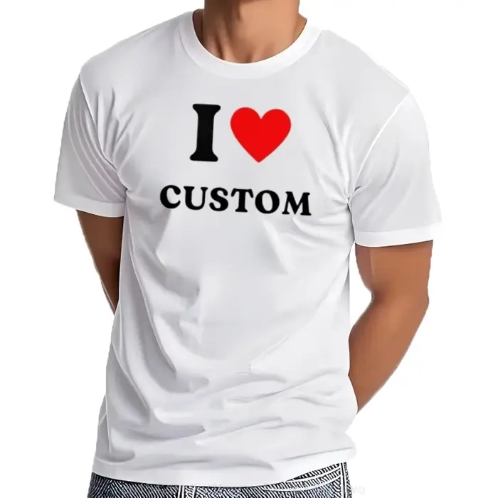 Chemise personnalisée j'aime T-Shirt coeur votre texte décontracté col rond manches courtes hommes t-shirts coupe