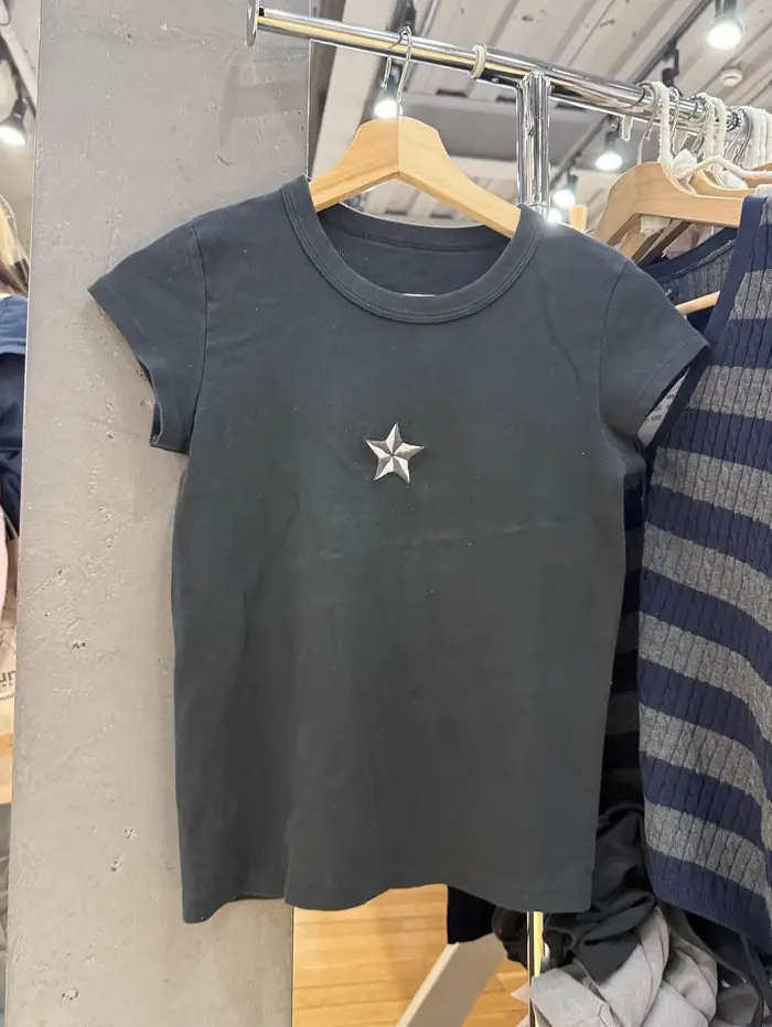 Nouveau T-shirt Femme Brodé Aile Arrière Col Rond Manches Courtes Été Vintage Streetwear Coton
