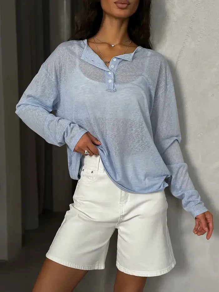 Hirsionsan 2025 basique doux t-shirts femmes été automne manches longues lâche bas