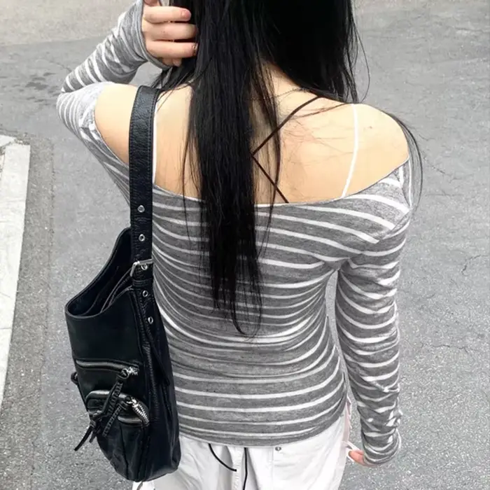 T-Shirt rayé à manches longues pour femmes