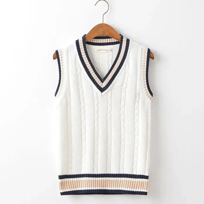 Chandails tricotés blancs rayés pour hommes