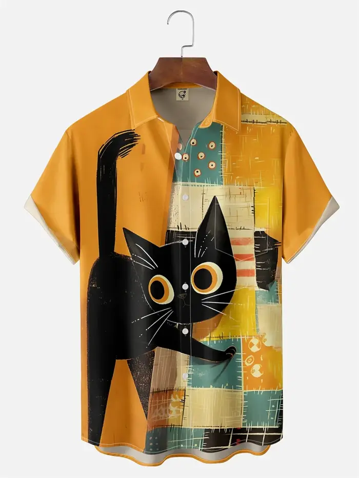 Chemises graphiques de chat de dessin animé mignon pour hommes et femmes
