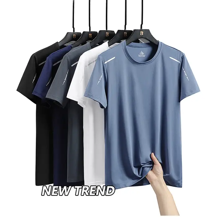 CHRLCK hommes course séchage rapide T-shirts respirant randonnée pêche