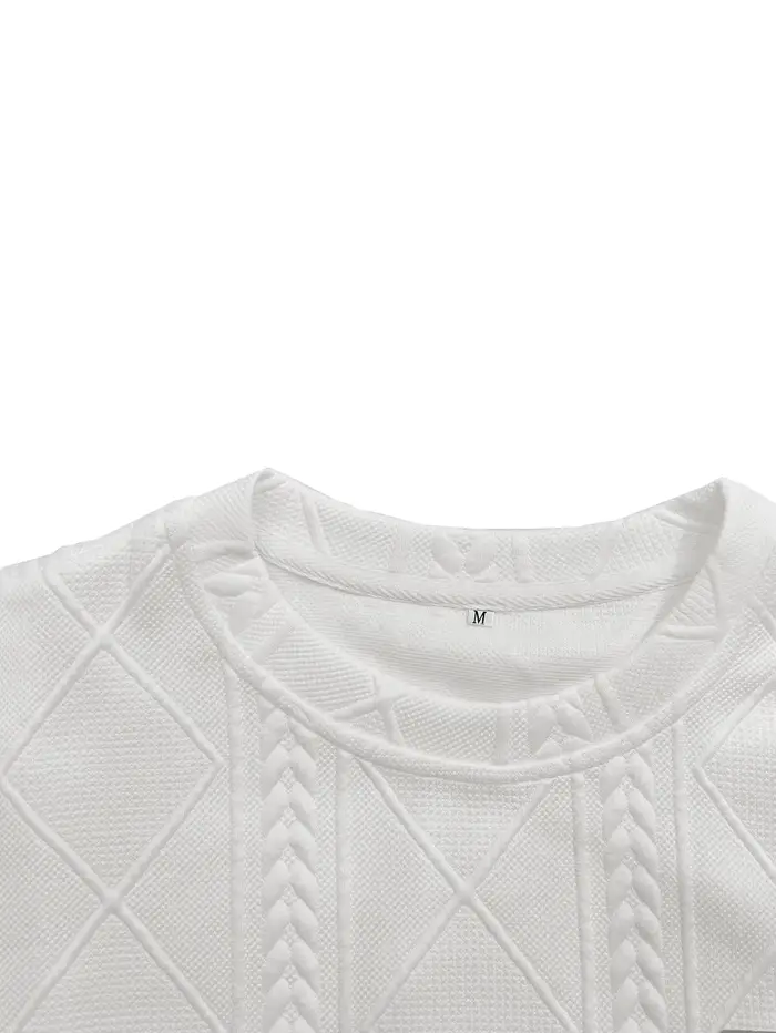 T-shirt jacquard décontracté à manches courtes pour homme