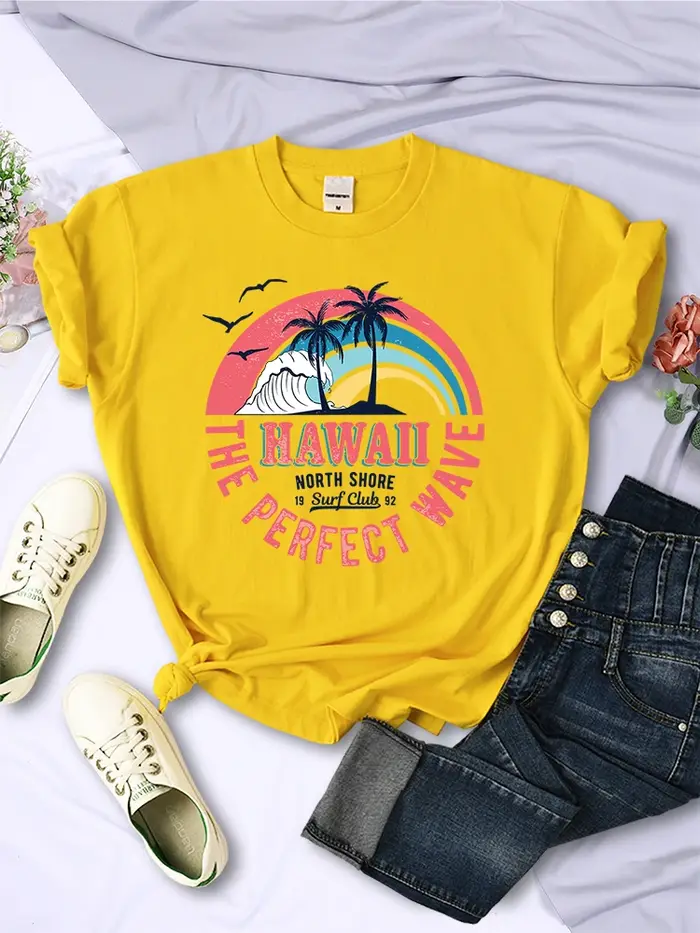 Hawaii la vague parfaite femmes t-shirt été respirant