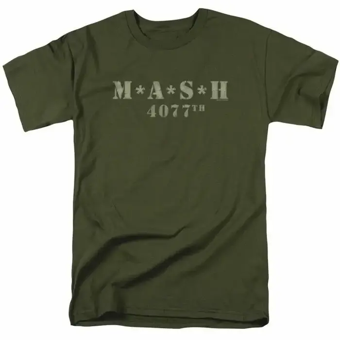 Mash en détresse Logo t-shirt hommes 4077 sous licence classique émission de télévision militaire vert