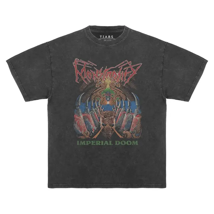 Monstrosity T-Shirt 80S Death Metal Malevolent Creation lavé ample épaule tombante rétro coton manches courtes chemise