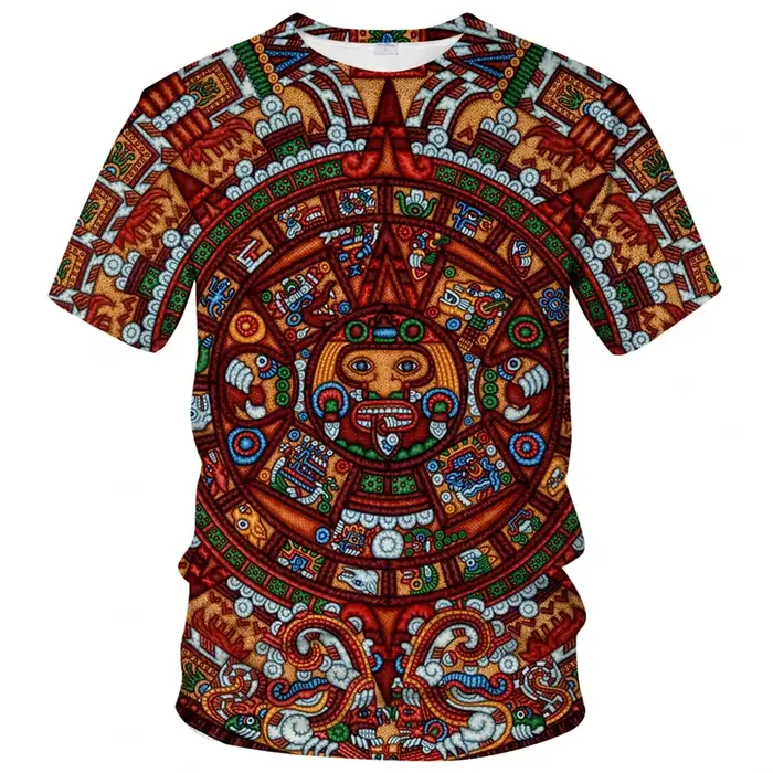 T-shirt Aztec Sun Stone pour hommes et femmes